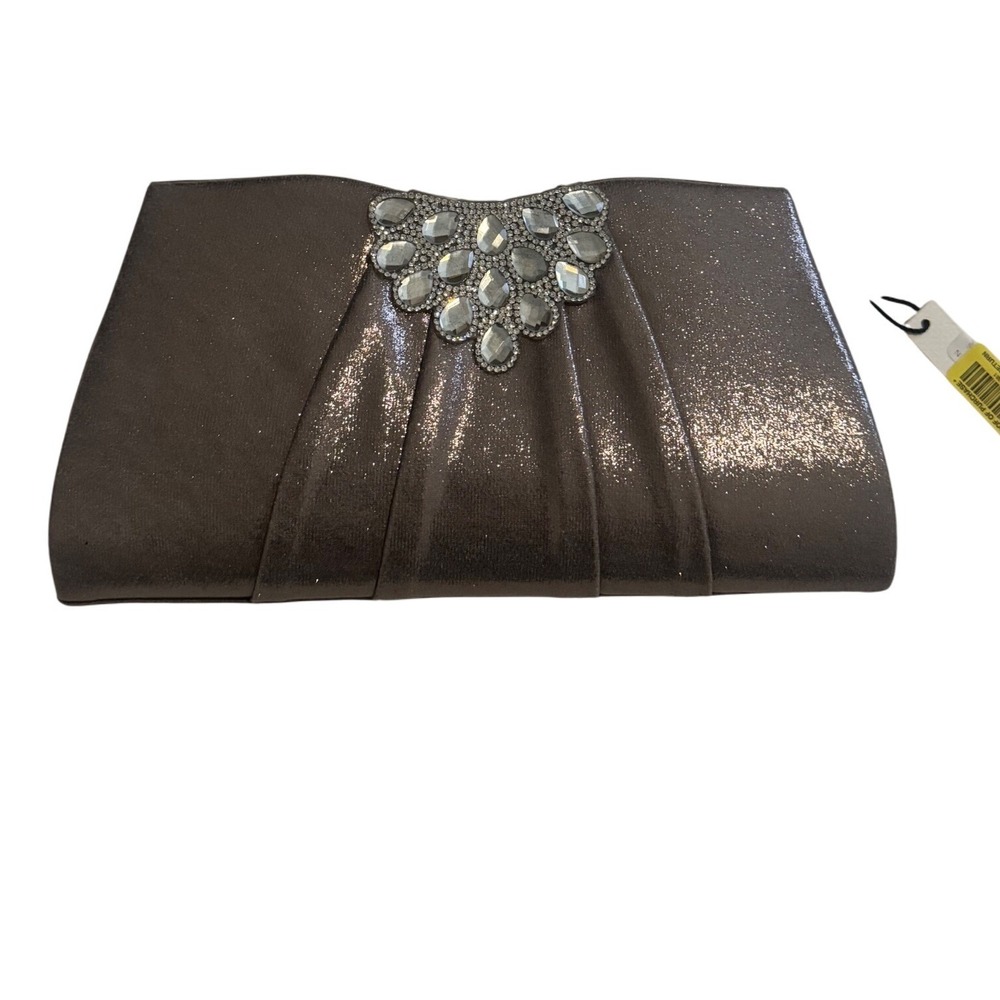 Kate Landry Pewter Shimmer Rhinestone Evening Clutch Bag F62EK5806 NEW